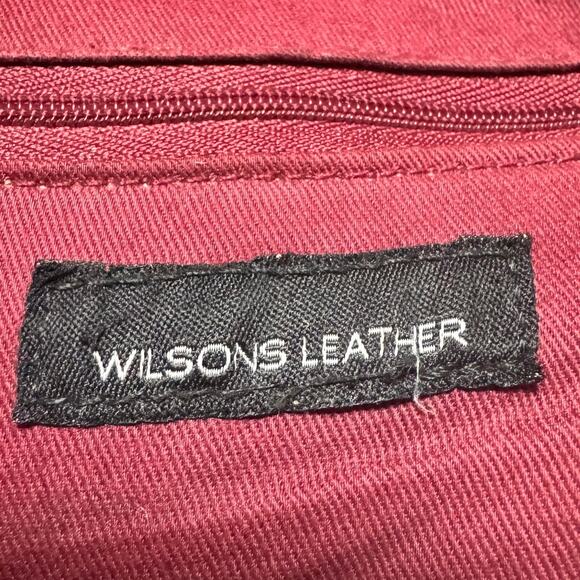 Wilsons Leather Burgundy Brown Leather Shoulder Bag Purse 14x8x8 Double Handle - Picture 5 of 16